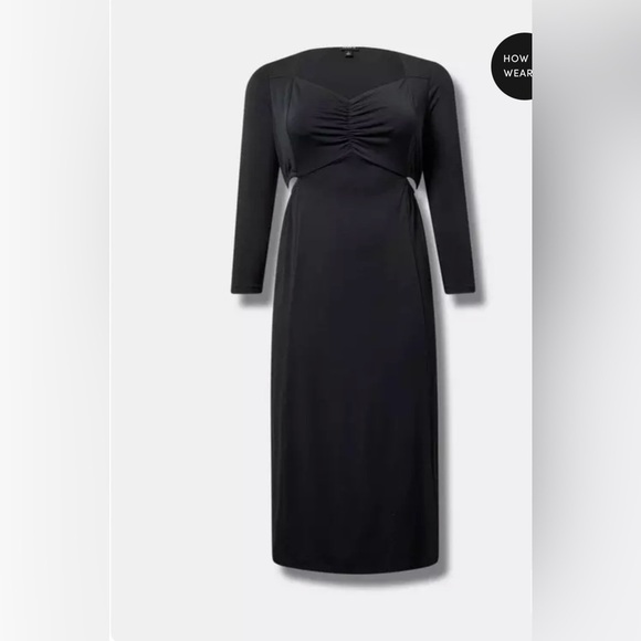 Torrid NWT black side cutout sweetheart neck midi dress size 1X P51 - Picture 1 of 9
